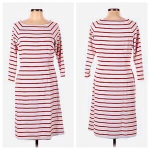 J McLaughlin Dress Mini 3/4 Sleeves Catalina Cloth Red White Stretch Knit XS